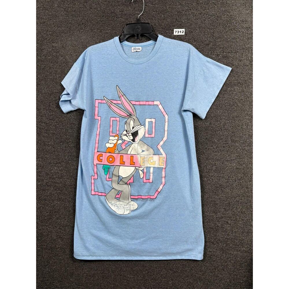 Vintage Bugs Bunny Shirt Womens Large Blue College Graphic Looney Tunes 80s